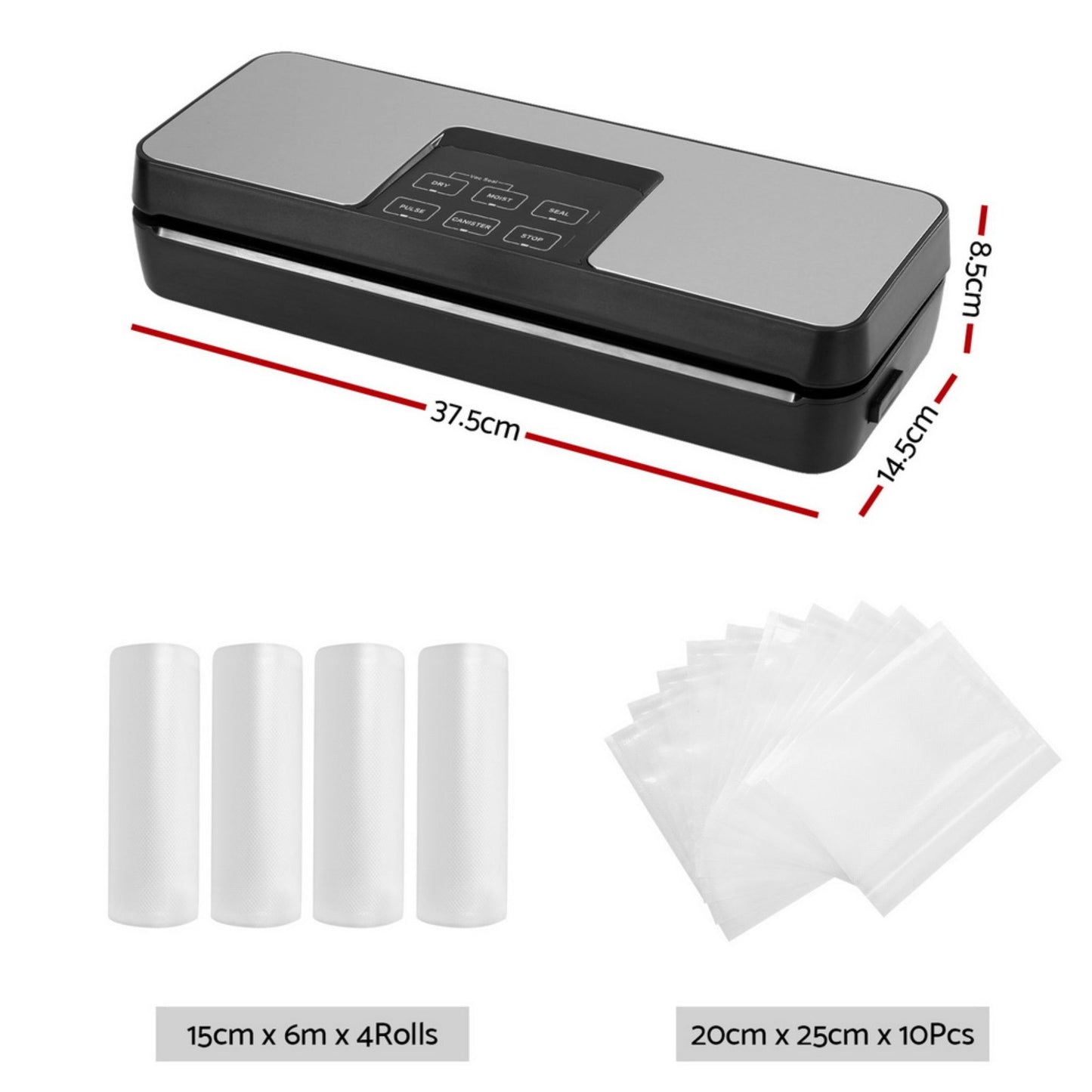 Devanti Food Vacuum Sealer Machine 30cm | 4 Modes with 4 free bag rolls (15cm)