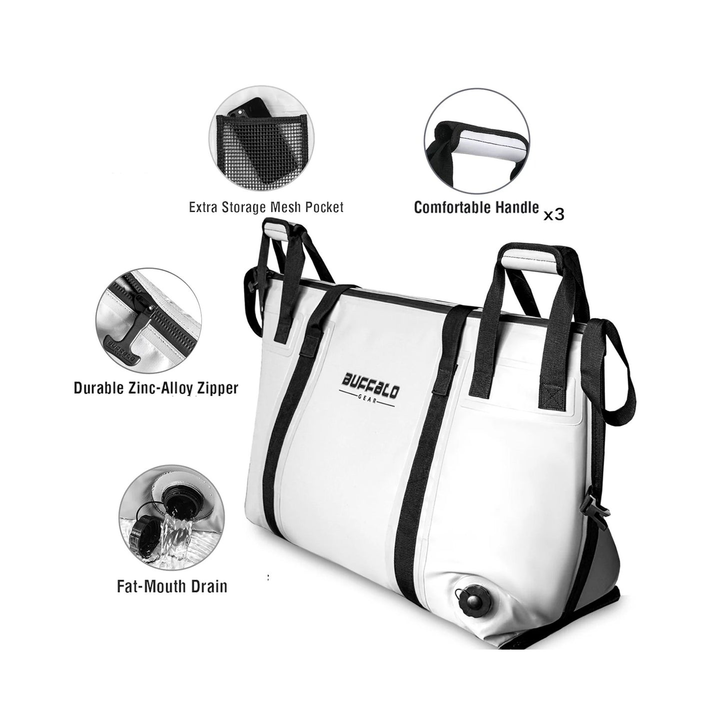 Buffalo Gear 55L Insulated Fish Cooler Bag with Flat Bottom