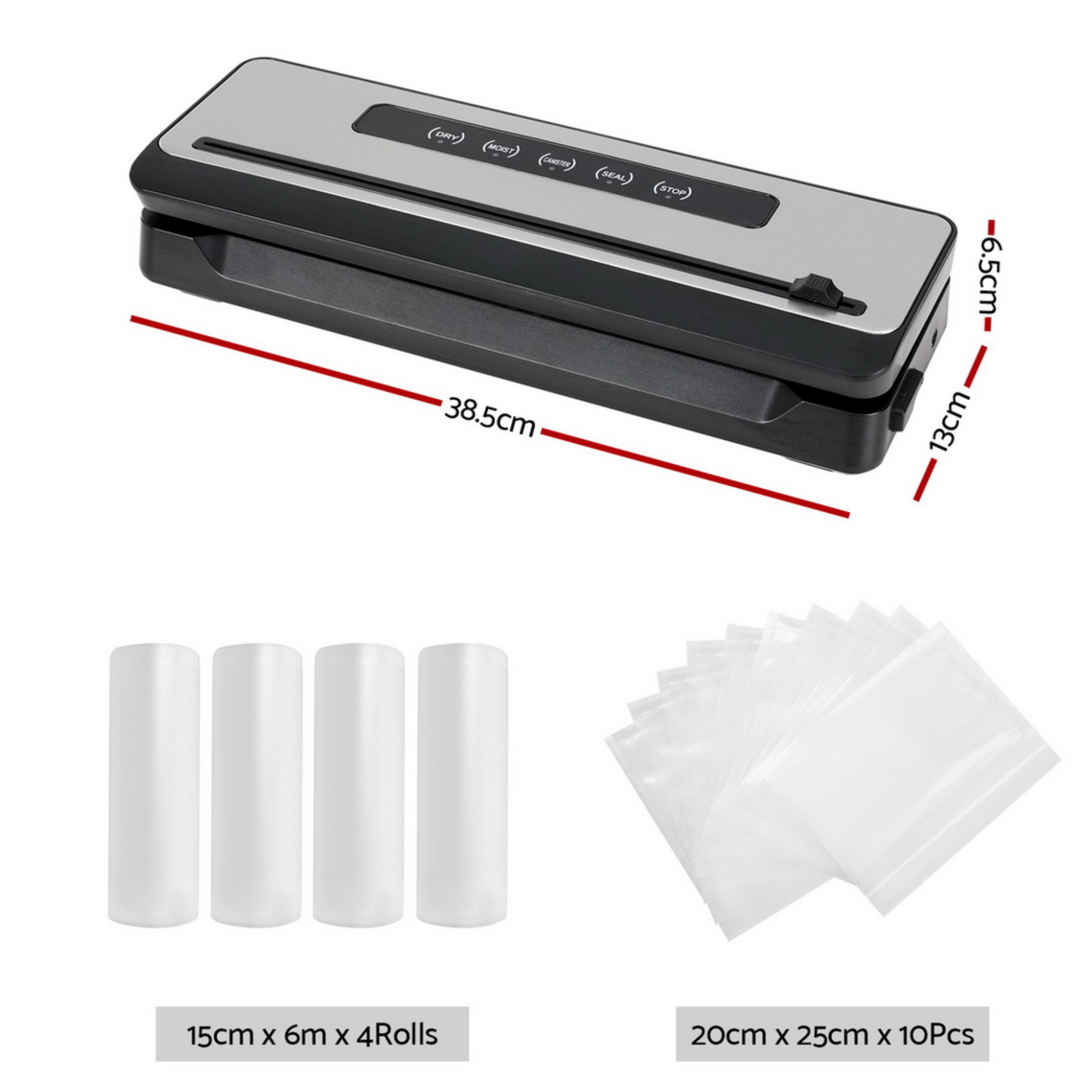 Devanti Food Vacuum Sealer Machine 32cm | 4 Modes with 4 free bag rolls (15cm)