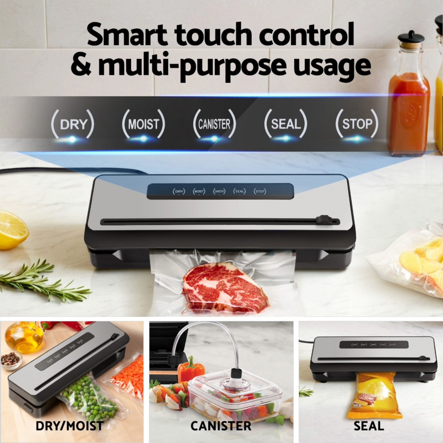 Devanti Food Vacuum Sealer Machine 32cm | 4 Modes with 4 free bag rolls (15cm)